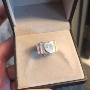 Thick Sterling Silver Authentic Gucci Heart Ring